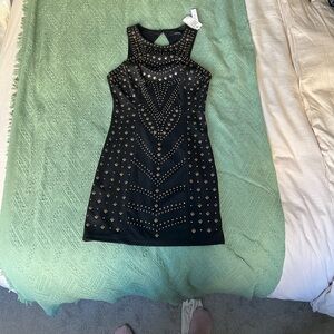 Ark & Co Black and Gold Studded Mini Dress